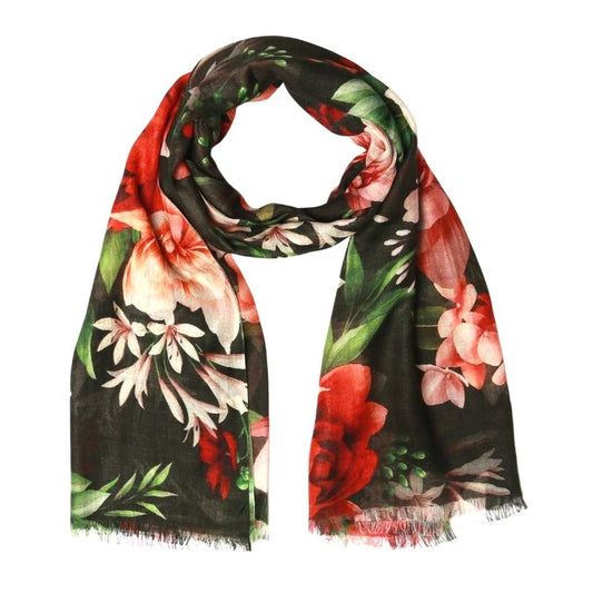 Floral Merino Silk Designer Scarf