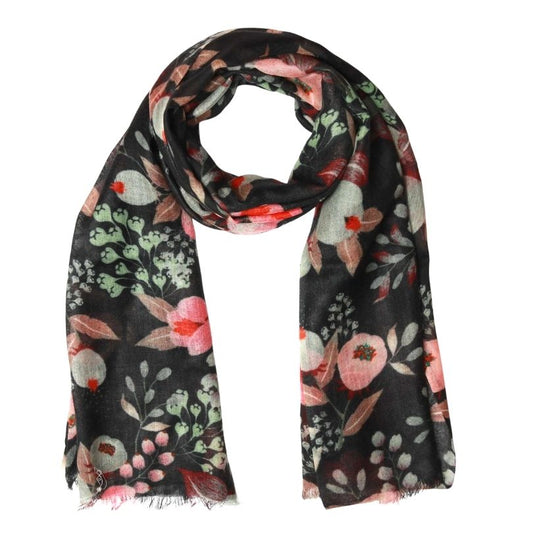 Midnight Blossom Merino Wool Scarf