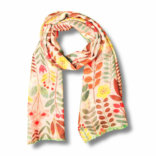Floral Merino Silk Designer Scarf
