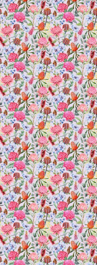 Wildflower Symphony Scarf –Pure Linen | Australian Native Protea & Waratah Floral Wrap on Charcoal Grey