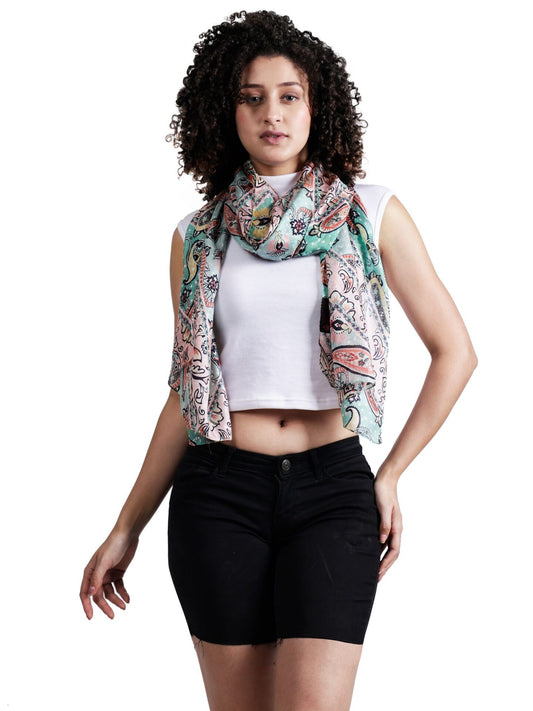 Paisleys Geometrical Merino Silk Designer Scarf