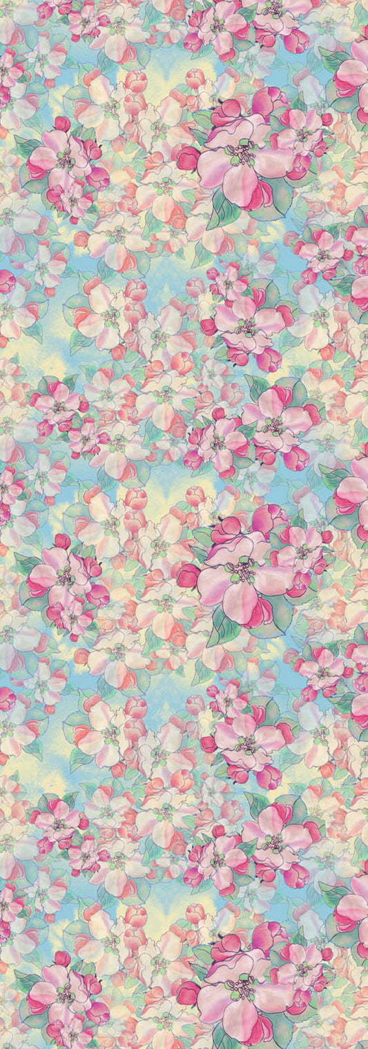 Blossom Whisper Floral Scarf – Merino Wool Silk Designer Wrap | Pastel Watercolor Botanical Print