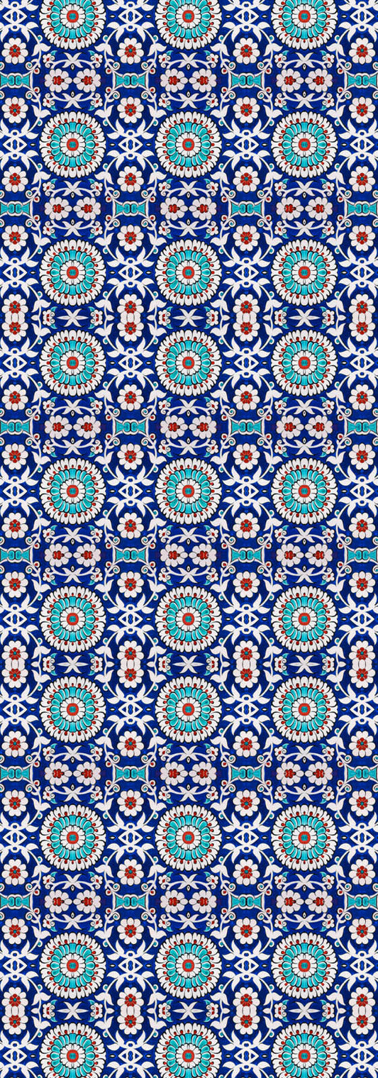 Moroccan Tile-Blue Pure Silk Designer Scarf
