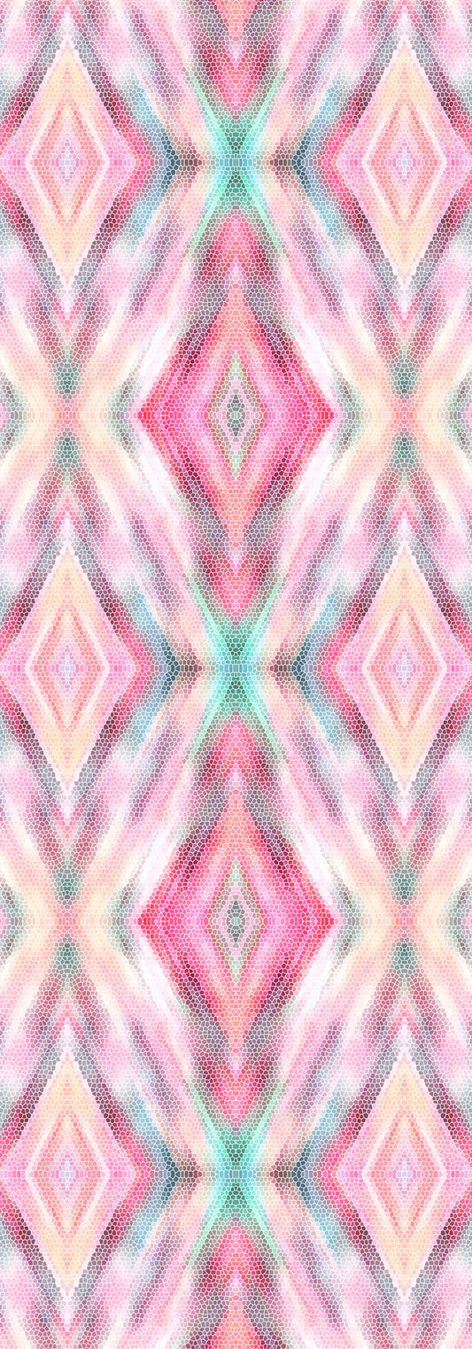 Prism Dream Geometric Scarf – Linen Designer Wrap | Pastel Diamond Mosaic Pattern