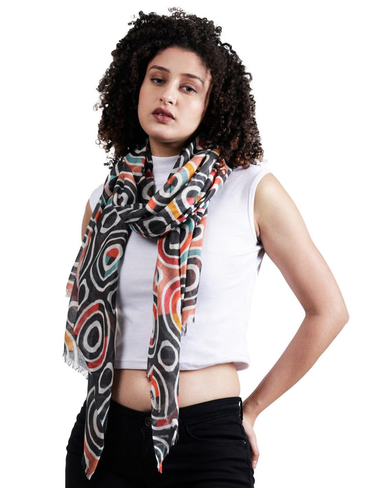 Geometrical Fine Twill Merino Silk Designer Scarf