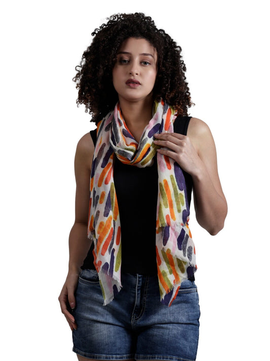 Abstract Print Pure Silk Designer Scarf