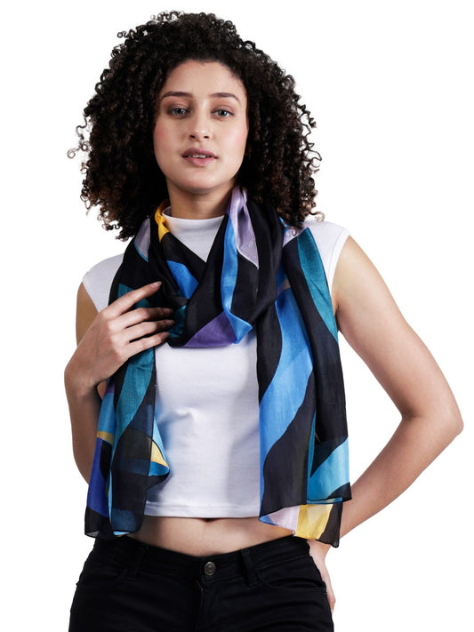 Abstract Print Pure Silk Designer Scarf