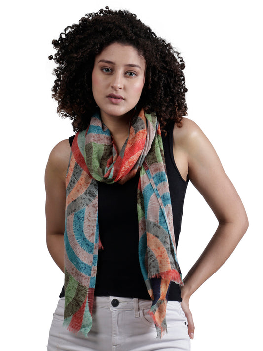 Geometrical Fine Merino Silk Designer Scarf