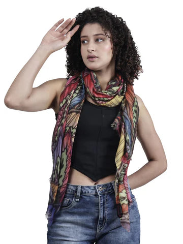 Floral Merino Silk Designer Scarf