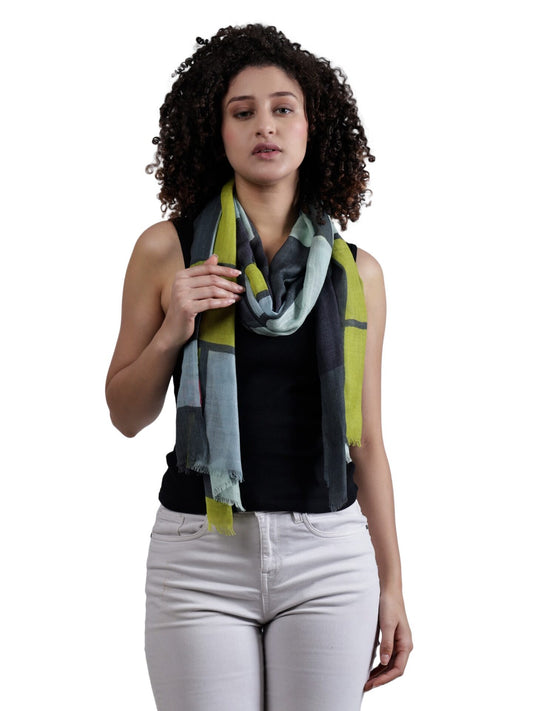 Geometrical Fine Merino Silk Designer Scarf