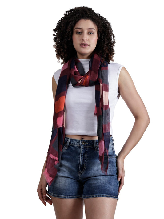 Geometrical Fine Twill Merino Silk Designer Scarf
