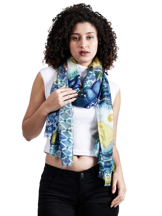 Abstract Merino Silk Designer Scarf