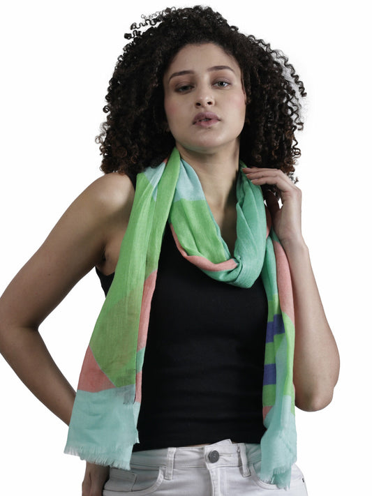 Geometrical Fine Twill Merino Silk Designer Scarf