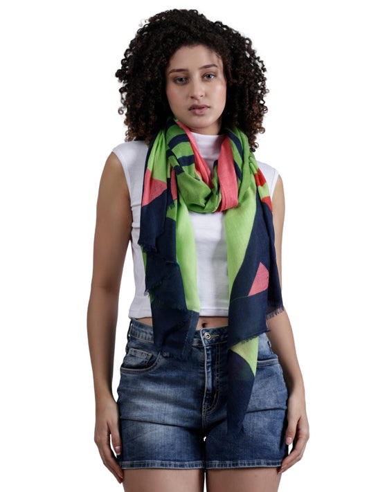 Geometrical Fine Merino Silk Designer Scarf