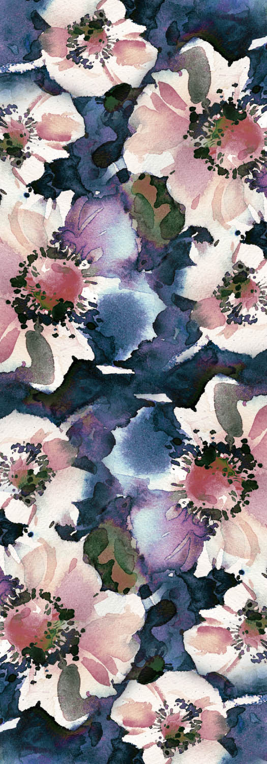 Floral Print Pure Cashmere Wool Scarf