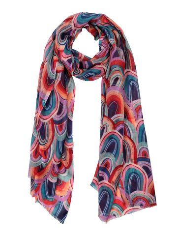 Rainbow Pattern Merino Silk Designer Scarf