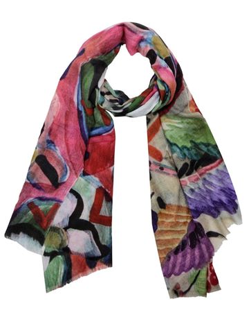 Floral Handpaint Print Fine Merino Wool Designer Scarf