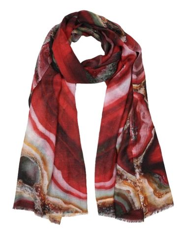 Rock Cut Texture Print Merino Silk Designer Scarf