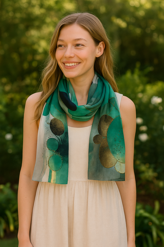 Abstract Modern Painting Print Pure Silk Designer Scarf