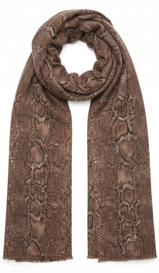 Desert Python Textured Woven Merino Silk Scarf