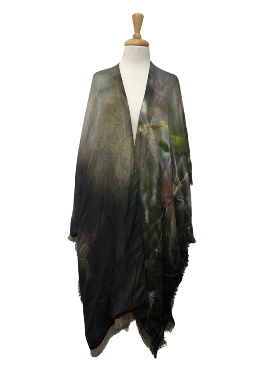 Vintage Mauve Reversible Pure Silk and Merino Wool Cape