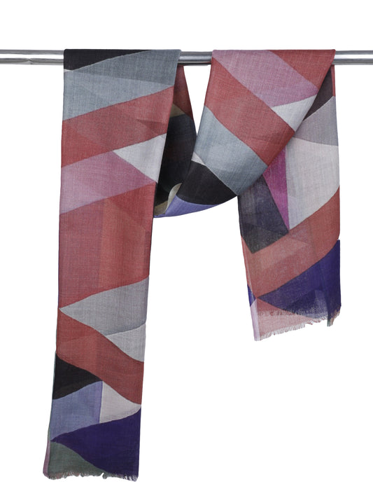 Geometric Merino Silk Designer Scarf