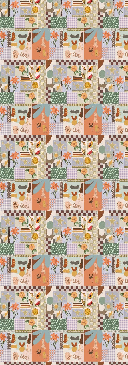 Bufanda de diseño de seda merino abstracta