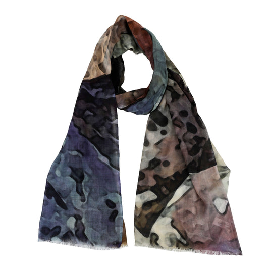 Bufanda de diseño de seda merino fina con diseño floral