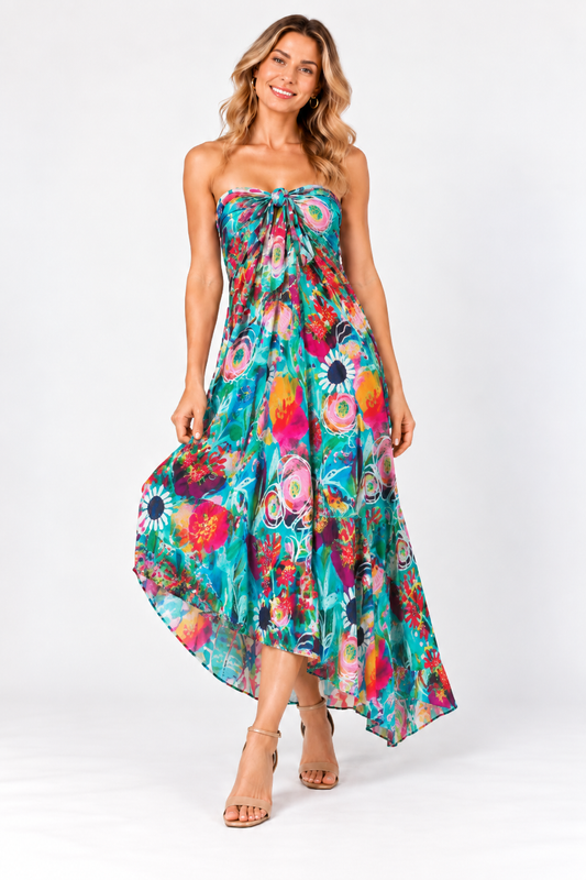 Floral Print 3-Way Multi-Wear Rayon Skirt
