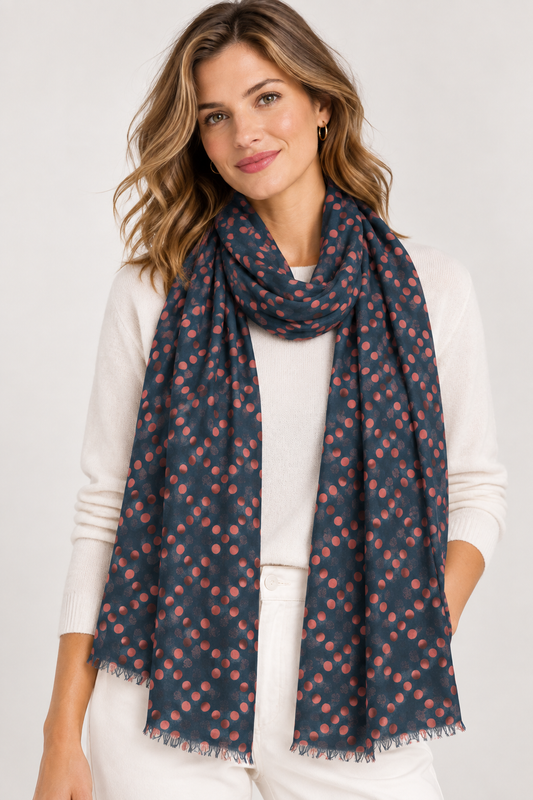 Coral Dot Pure Silk Scarf