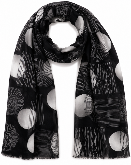 Abstract Print Modal Silk Designer Scarf