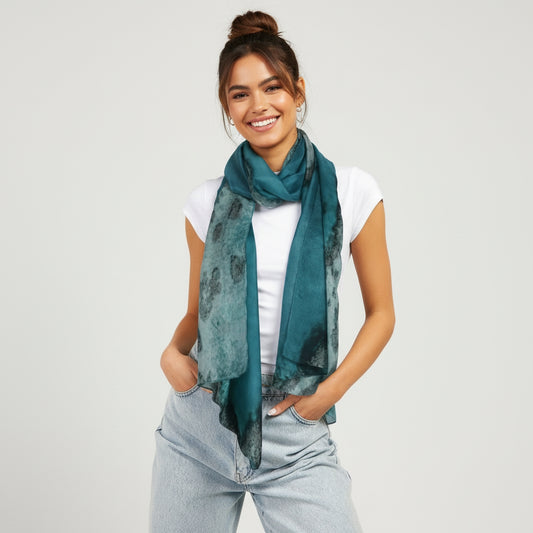 Heart Reef Ocean Scarf – Cashmere Wool Designer Wrap | Great Barrier Reef Australian Coastal Print