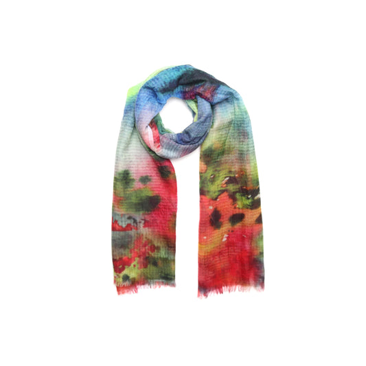 Abstract Fine Merino Silk Designer Scarf