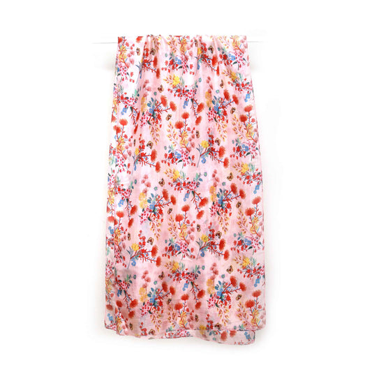 Blush Meadow Silk Scarf – Botanical Floral Garden Print Designer Scarf