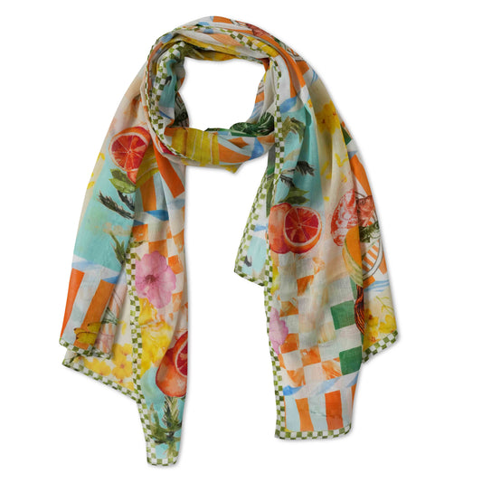 Fruit Print Cotton Voile Designer Scarf