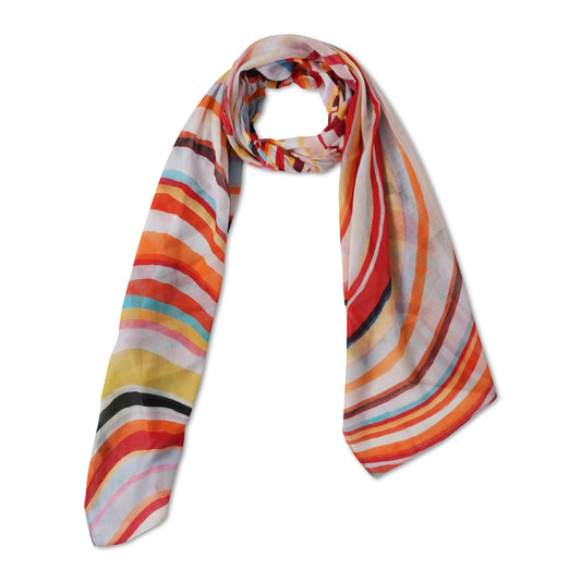 Abstract Cotton Voile Designer Scarf