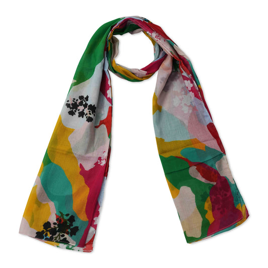 Abstract Cotton Voile Designer Scarf