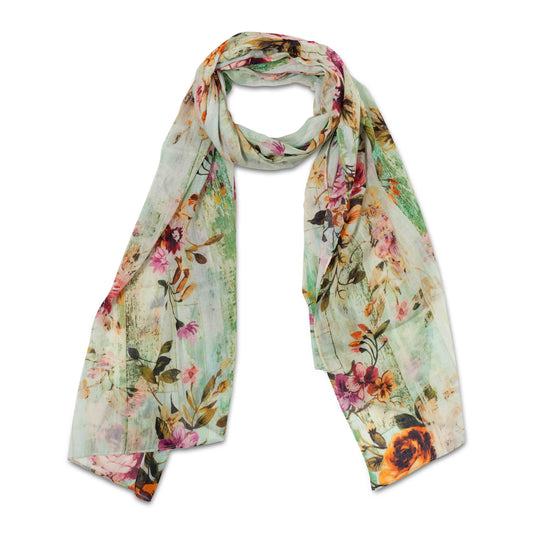 Floral Cotton Voile Designer Scarf