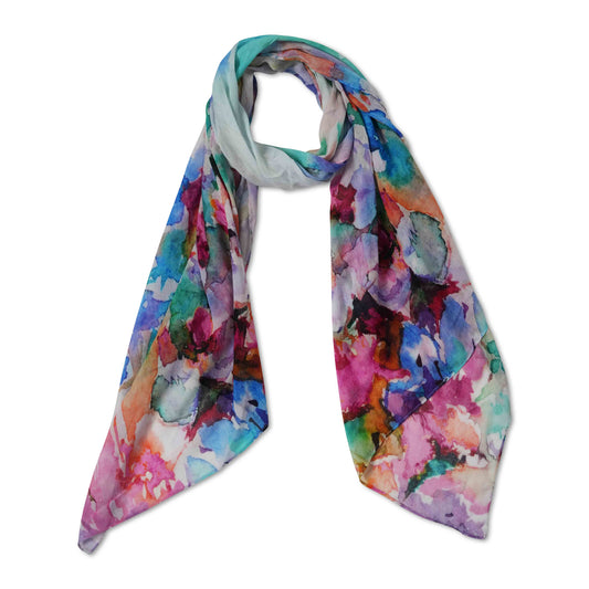 Abstract Cotton Voile Designer Scarf