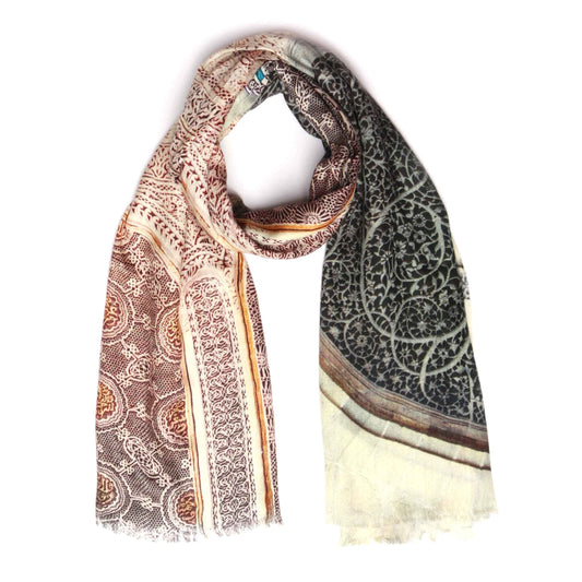 Moroccan Arch Architectural Scarf – Modal Silk Designer Wrap | Intricate Mosaic Tree of Life Window Print