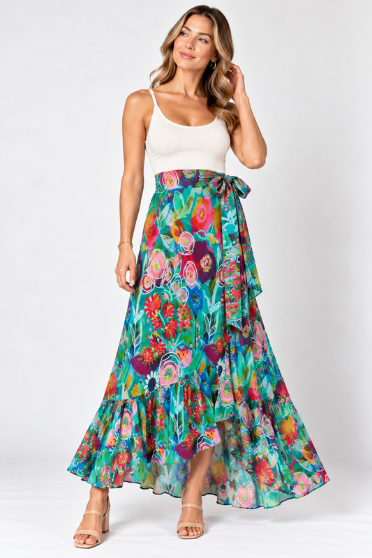 Floral Print 3-Way Multi-Wear Rayon Skirt