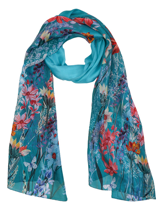 Floral Pure Silk Designer Scarf