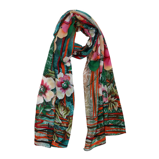 Floral Pure Silk Designer Scarf