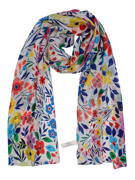 Floral Pure Silk Designer Scarf