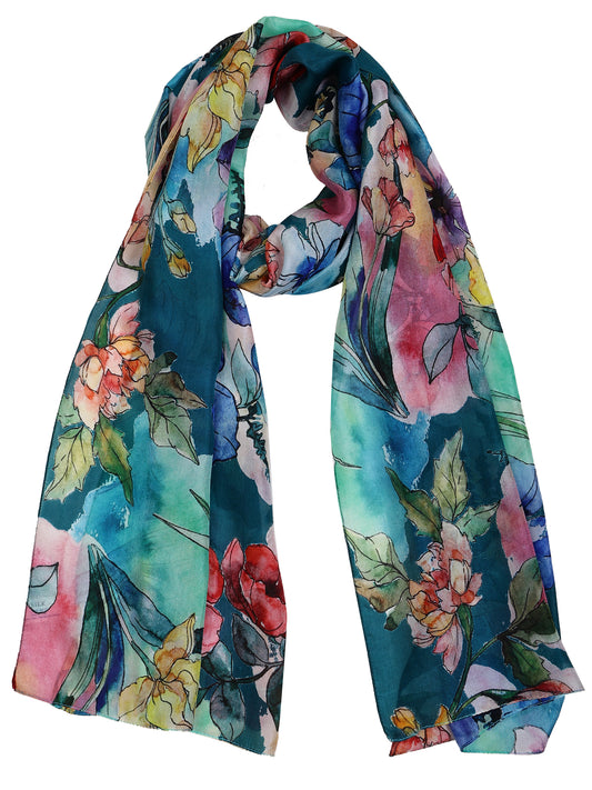 Floral Pure Silk Designer Scarf