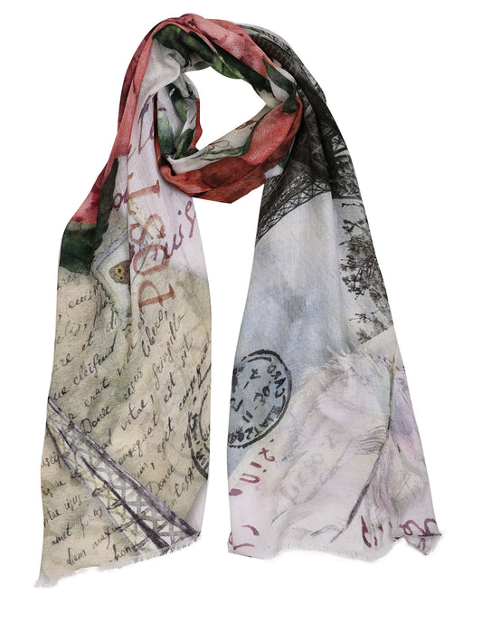 Eiffel Tower Print Modal Silk Designer Scarf
