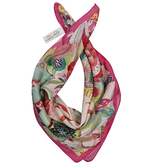 Pañuelo cuadrado de seda pura con estampado floral