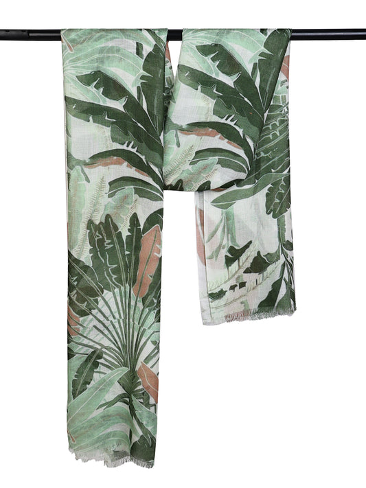 Tropical Canopy Modal Silk Scarf – Palm & Fern Botanical Print