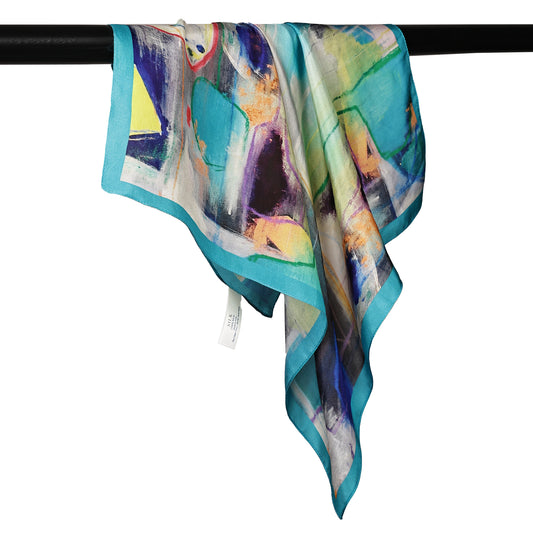 Pañuelo cuadrado de seda pura con estampado floral
