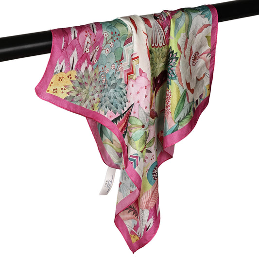 Pañuelo cuadrado de seda pura con estampado floral